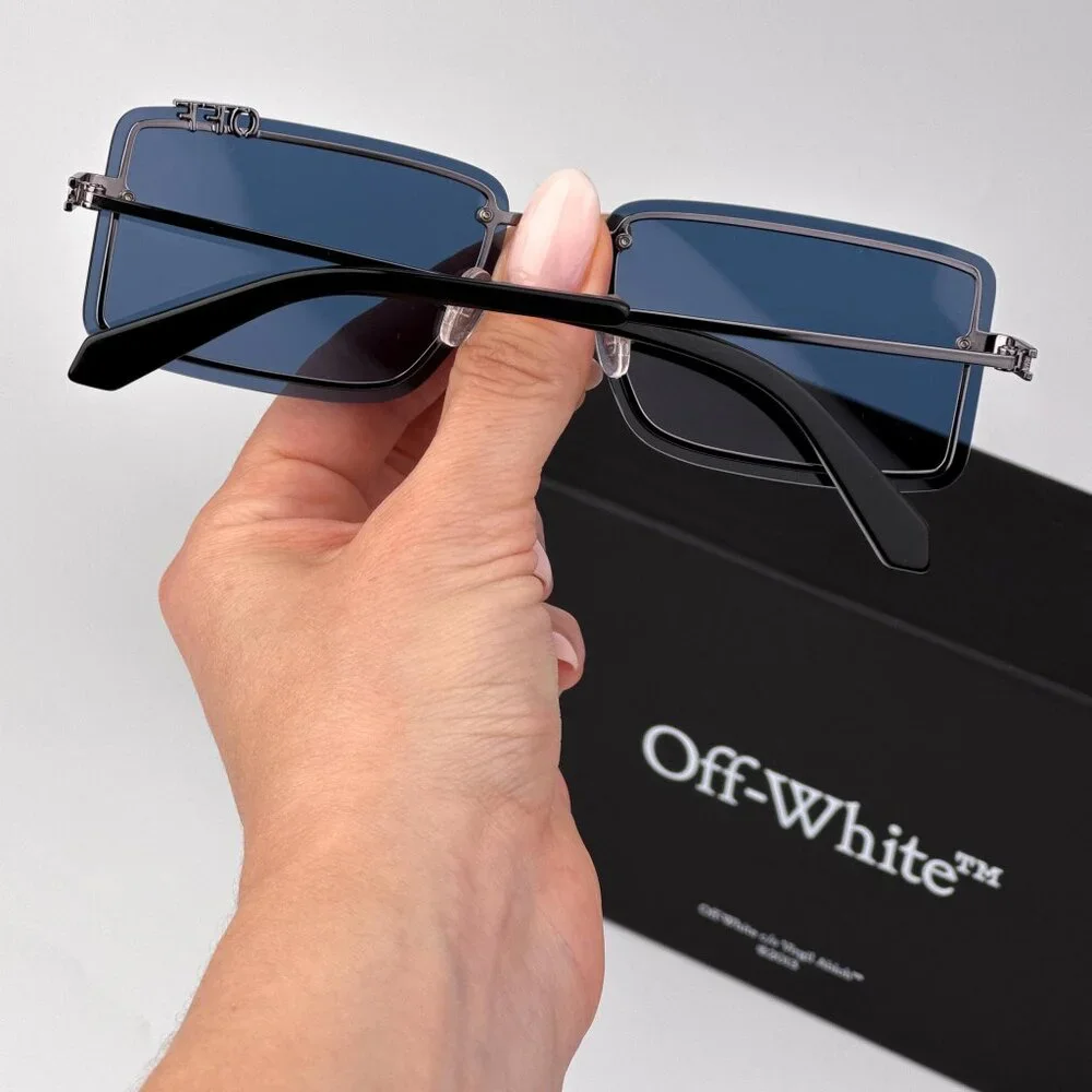Off-White TAMPA Sunglasses Gunmetal Blue Rectangular Frame | Model OERI13N 7745